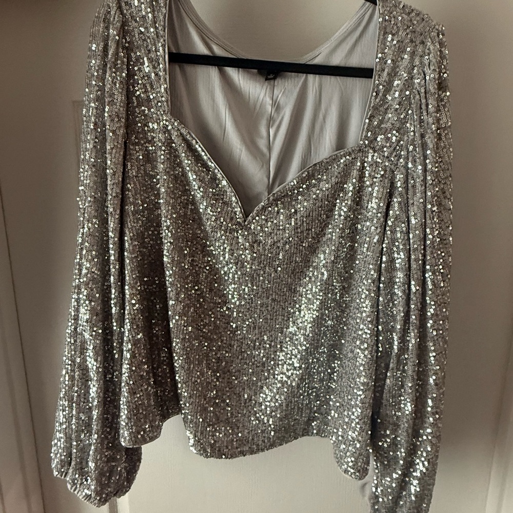 Torrid Silver Sequin Blouse